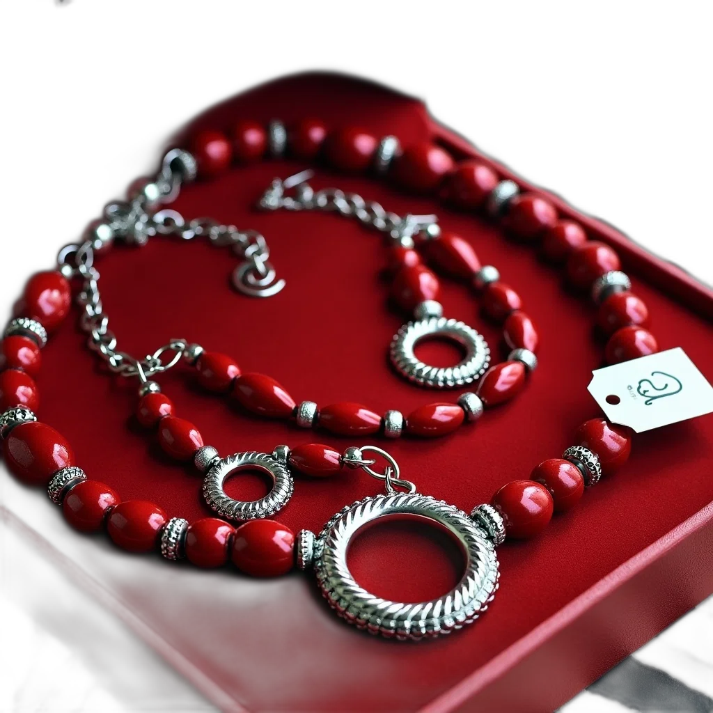 jewelry, crown, red, close-up, view, silver, necklace, pair transparent PNG cut-out