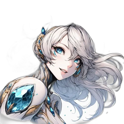 face, staff, crown, robot, fantasy art, anime, concept art, pixel art transparent PNG cut-out