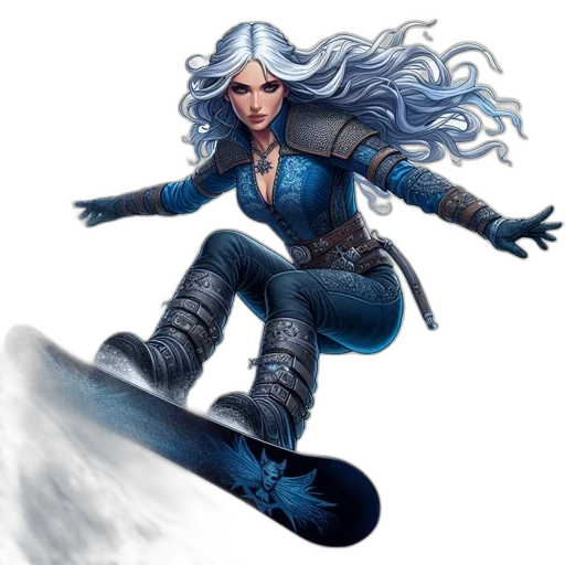 fantasy art, concept art, comic book art, pixel art, blue, female, figure, donning transparent PNG cut-out