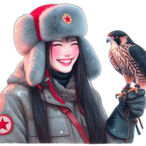 hat, jacket, animal, photorealistic, fantasy art, oil painting, concept art, snow transparent PNG cut-out