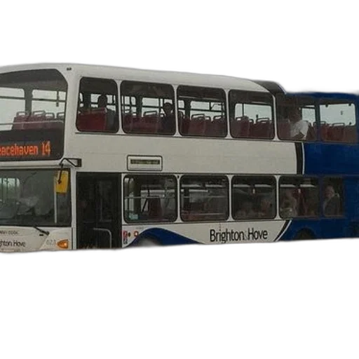 staff, 3d render, photorealistic, concept art, city street, double-decker, bus, brighton transparent PNG cut-out