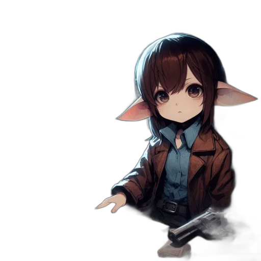 creature, staff, animal, jacket, anime, pixel art, concept art, fantasy art transparent PNG cut-out