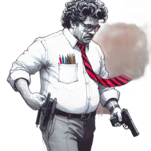 staff, weapon, jacket, concept art, comic book art, cartoon, cyberpunk, man transparent PNG cut-out