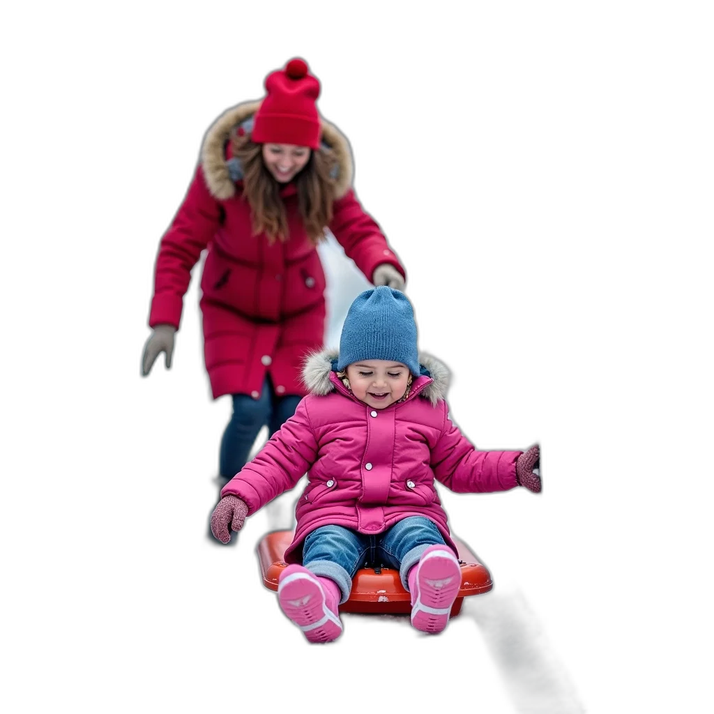 hat, jacket, 3d render, photorealistic, snow, young, child, pink transparent PNG cut-out