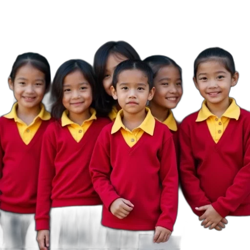 staff, photorealistic, 3d render, group, children, wearing, school, uniforms transparent PNG cut-out
