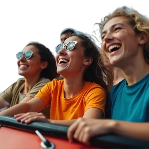 car, second, image, shows, group, people, roller, coaster transparent PNG cut-out