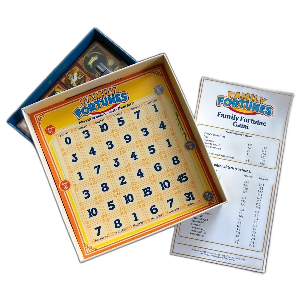 game, box, titled, family, fortunes, open, wooden, surface transparent PNG cut-out