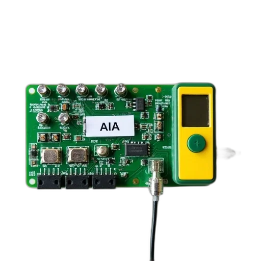 robot, green, circuit, board, various, components, small, yellow transparent PNG cut-out