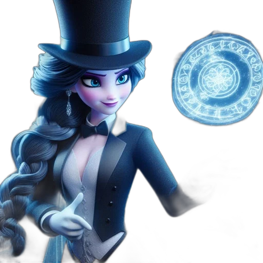 hat, concept art, fantasy art, cartoon, comic book art, blue, female, animated transparent PNG cut-out