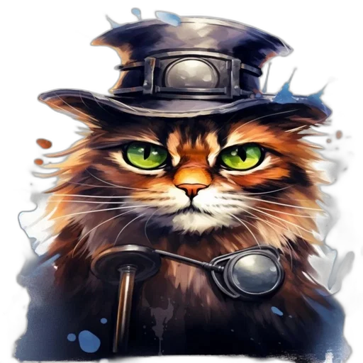 staff, hat, animal, face, concept art, fantasy art, pixel art, photorealistic transparent PNG cut-out