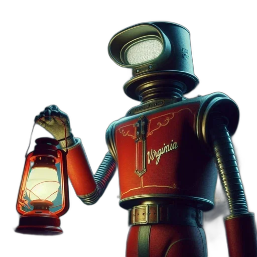 robot, bottle, concept art, 3d render, cyberpunk, comic book art, neon lights, red transparent PNG cut-out
