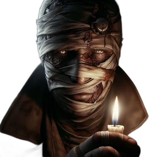 mask, face, staff, concept art, photorealistic, 3d render, comic book art, fire transparent PNG cut-out