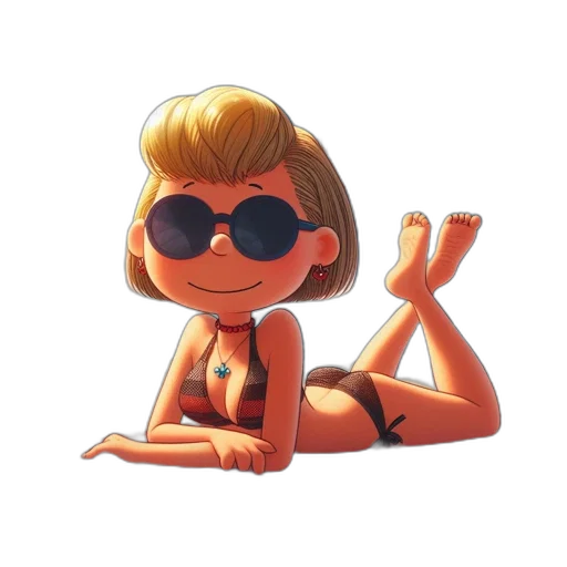 cartoon, 3d render, concept art, comic book art, under, orange, beach, umbrella transparent PNG cut-out