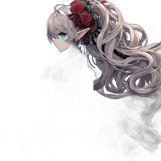 mask, flower, dress, hair, anime, fantasy art, concept art, pixel art transparent PNG cut-out