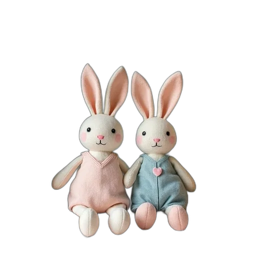 3d render, pastel, picture, frame, has, two, rabbit, dolls transparent PNG cut-out