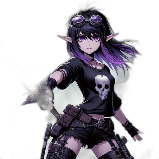weapon, staff, concept art, fantasy art, pixel art, anime, dark, monochrome transparent PNG cut-out