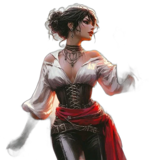 dress, fantasy art, concept art, comic book art, photorealistic, red, dark, monochrome transparent PNG cut-out