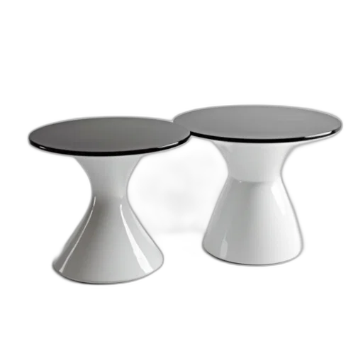 furniture, 3d render, pair, modern, minimalist, tables, glossy, black transparent PNG cut-out