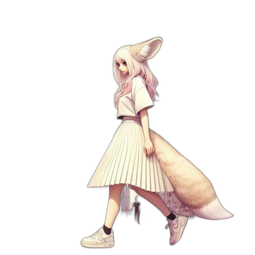 dress, animal, creature, staff, concept art, watercolor, fantasy art, anime transparent PNG cut-out