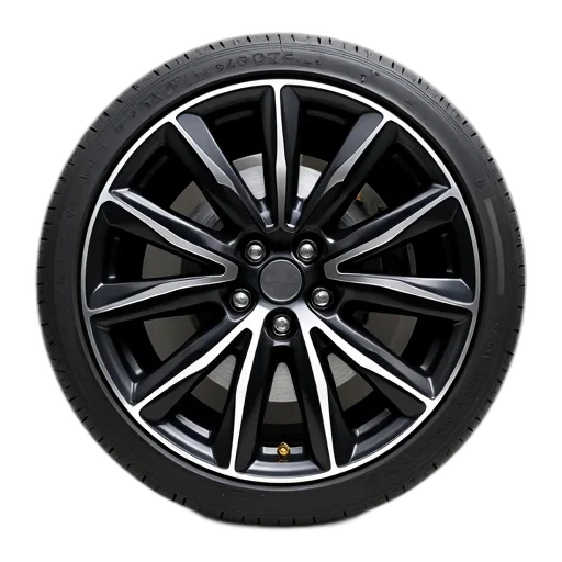 car, close-up, image, wheel, black, rim, silver, spokes transparent PNG cut-out