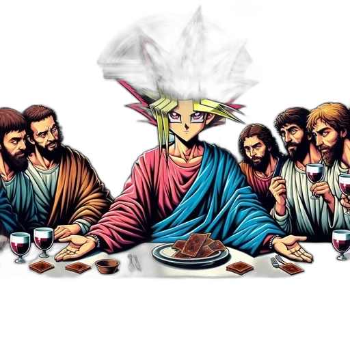 food, concept art, pixel art, vaporwave, fantasy art, animation, last, supper transparent PNG cut-out