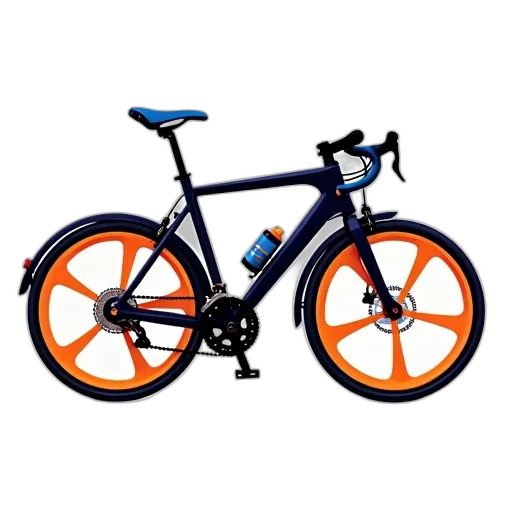 3d render, photorealistic, colorful, illustration, bicycle, black, frame, orange transparent PNG cut-out