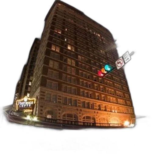 building, robot, staff, umbrella, 3d render, concept art, photorealistic, pixel art transparent PNG cut-out