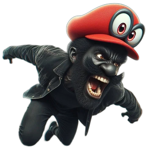creature, mask, animal, face, concept art, 3d render, mario, darker transparent PNG cut-out