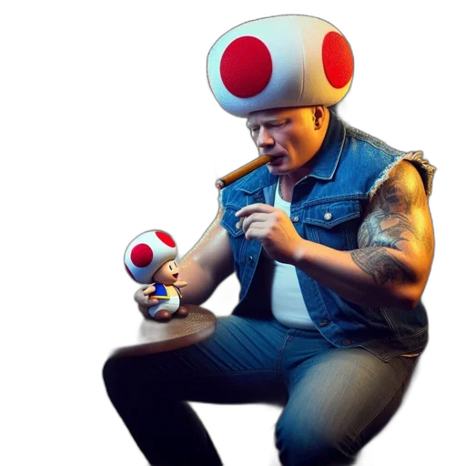 robot, creature, weapon, concept art, 3d render, man, wears, toad transparent PNG cut-out