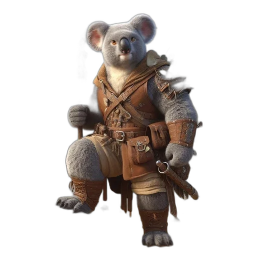 staff, animal, jacket, concept art, fantasy art, 3d render, earth tones, anthropomorphic transparent PNG cut-out