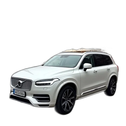 car, 3d render, white, volvo, suv, parked, cobblestone, street transparent PNG cut-out
