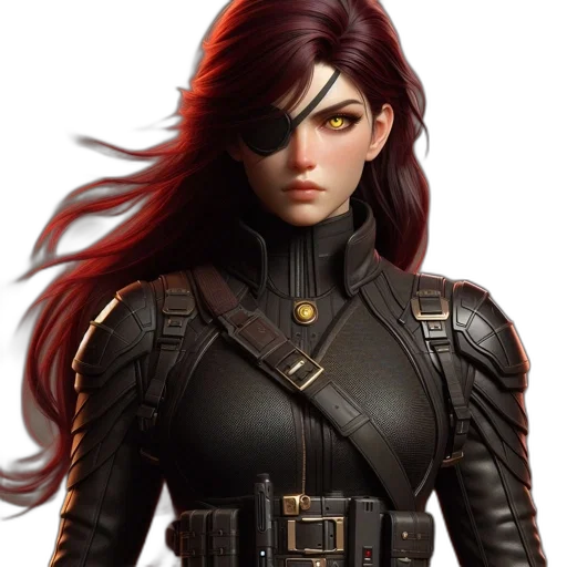 concept art, fantasy art, comic book art, photorealistic, dark, woman, unusual, features transparent PNG cut-out