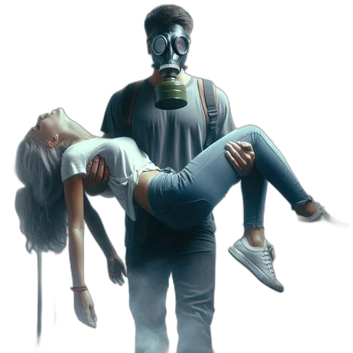 mask, jacket, face, creature, concept art, cyberpunk, comic book art, pixel art transparent PNG cut-out