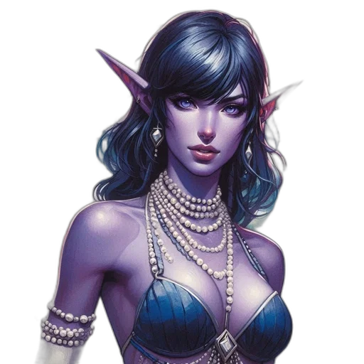 jewelry, fantasy art, concept art, pixel art, comic book art, pastel, blue, female transparent PNG cut-out