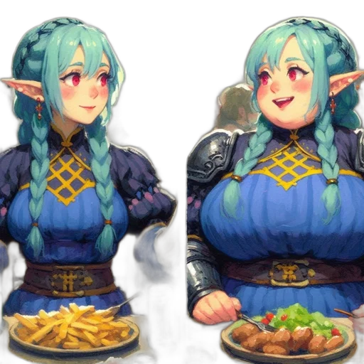 food, concept art, fantasy art, pixel art, 3d render, blue, green, dark transparent PNG cut-out