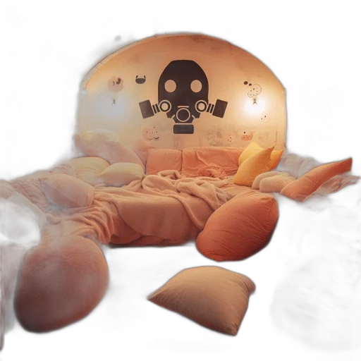 mask, furniture, hat, weapon, concept art, 3d render, photorealistic, vaporwave transparent PNG cut-out