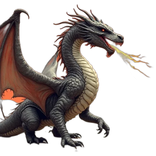 dragon, creature, animal, fantasy art, concept art, pixel art, 3d render, red transparent PNG cut-out