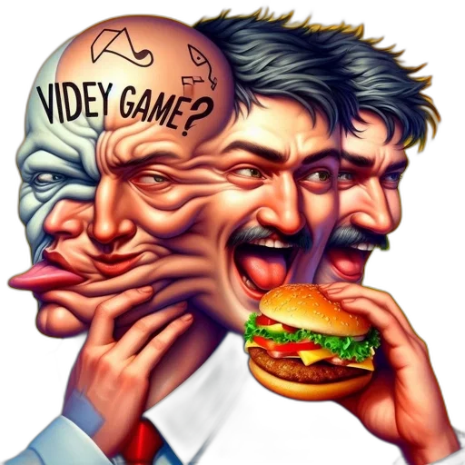 food, face, concept art, pixel art, cartoon, comic book art, illustration, melting transparent PNG cut-out
