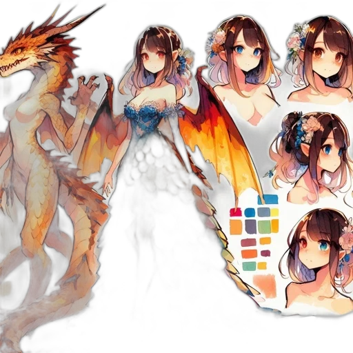 dragon, creature, fantasy art, concept art, pixel art, anime, colorful, pastel transparent PNG cut-out