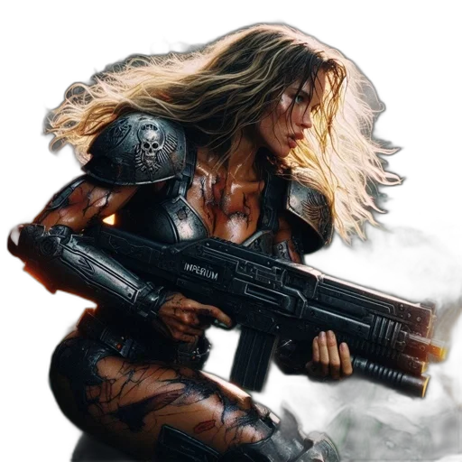 weapon, concept art, comic book art, cyberpunk, fantasy art, dense, jungle, landscape transparent PNG cut-out
