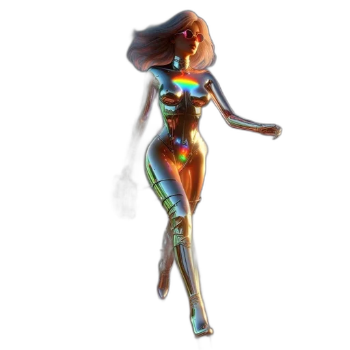 dress, robot, jewelry, staff, concept art, 3d render, fantasy art, pixel art transparent PNG cut-out
