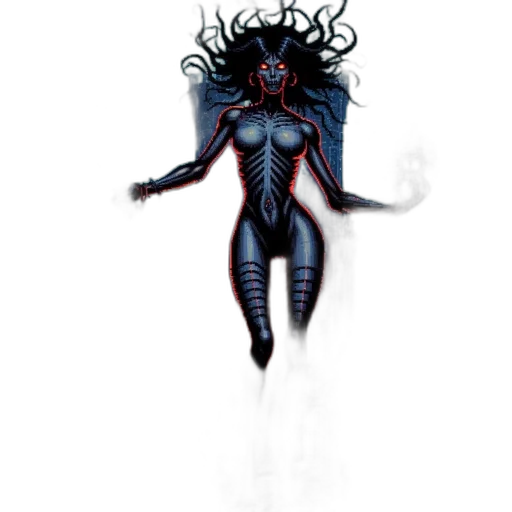 creature, hair, mask, staff, concept art, comic book art, fantasy art, pixel art transparent PNG cut-out