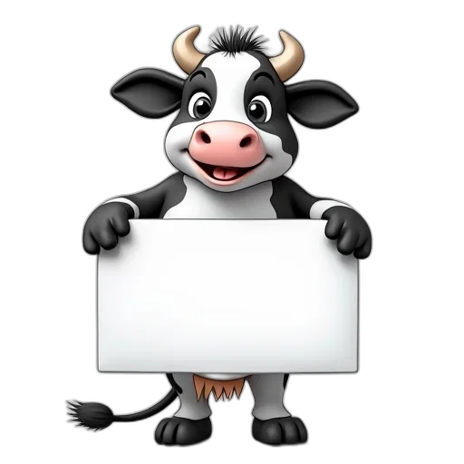 animal, black, white, cow transparent PNG cut-out