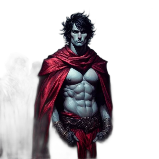fantasy art, concept art, comic book art, pixel art, red, dark, monochrome, muscular transparent PNG cut-out