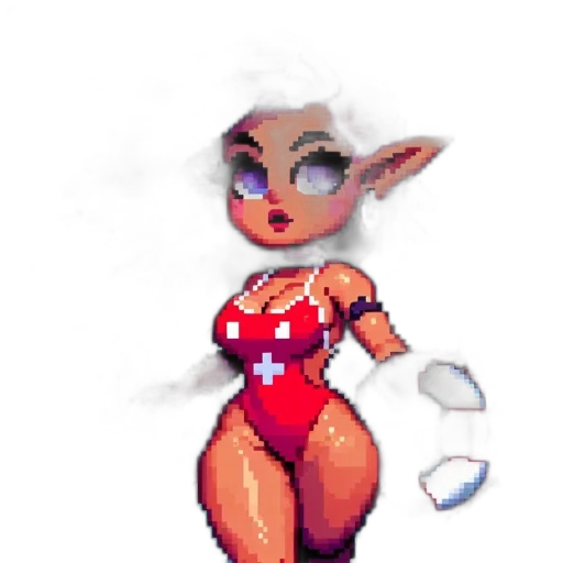dress, pixel art, concept art, fantasy art, 3d render, red, female, character transparent PNG cut-out