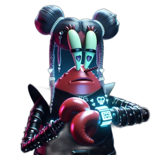 robot, mask, weapon, staff, concept art, 3d render, cyberpunk, pixel art transparent PNG cut-out