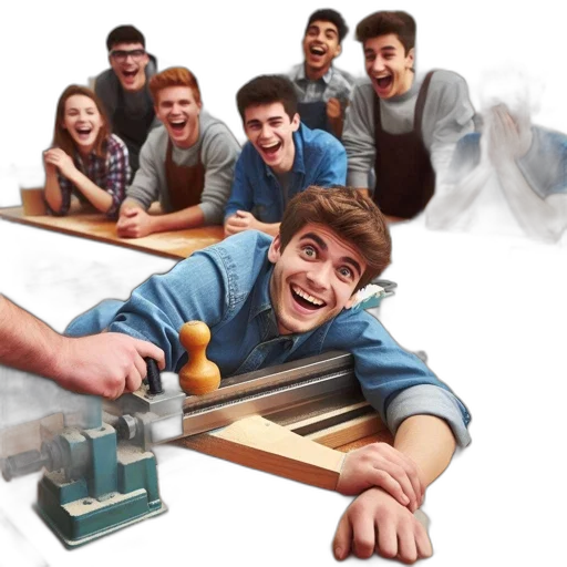 furniture, staff, 3d render, concept art, photorealistic, woodworking, class, student transparent PNG cut-out