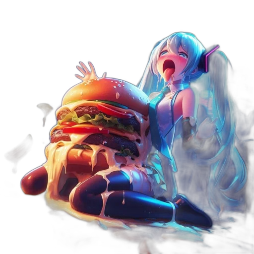 food, creature, animal, robot, concept art, vaporwave, 3d render, fantasy art transparent PNG cut-out