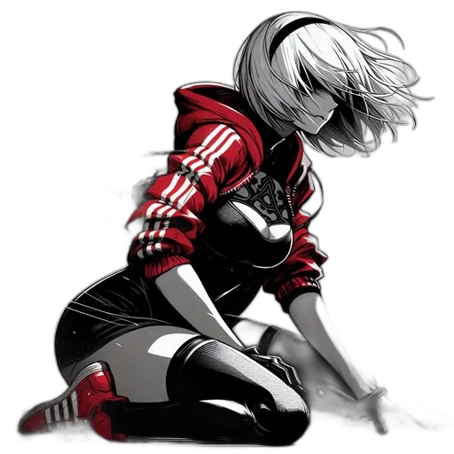jacket, robot, comic book art, concept art, anime, pixel art, red, monochrome transparent PNG cut-out