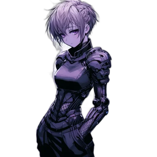 dress, robot, weapon, staff, cyberpunk, concept art, pixel art, anime transparent PNG cut-out